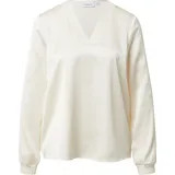 Comma, Satinbluse mit V-Ausschnitt und feinen Rippdetails Beige 34