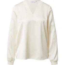 Comma, Satinbluse mit V-Ausschnitt und feinen Rippdetails Beige 34