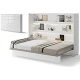 yourhouse24 Wandklappbett Bed Concept 140x200 Horizontal weiß Hochglanz Schrankbett Gästebet