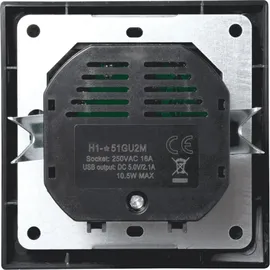 McPower Schutzkontakt-Steckdose mit 2x USB McPower ''Flair'',250V, 5V/2,1A,UP,matt schwarz