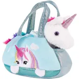 BRUBAKER Einhorn Tasche Regenbogen - 20 cm - Plüschtier in Handtasche - Stofftier Kuscheltier - Mint Blau