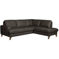 Ecksofa Fargo Leder Braun Dunkelbraun