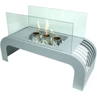 Kaminbau Mierzwa Echtfeuer-Dekokamin Sorrento & Pompei (Premium), Tischkamin, Gelkamin, Ethanolkamin silberfarben