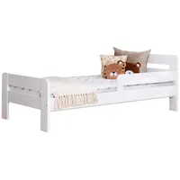 TICAA Einzelbett Kinderbett Jugendbett, Bennet mit Rausfallschutz & Lattenrost für Schlafzimmer, Kinderzimmer Kiefer Massivholz Bettgestell 90 x 200 cm