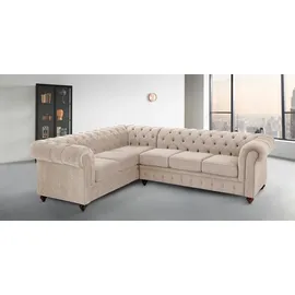 Home Affaire Chesterfield-Sofa »Chesterfield Ecksofa, auch in Leder L-Form«, hochwertige Knopfheftung, langer Schenkel links oder rechts wählbar beige