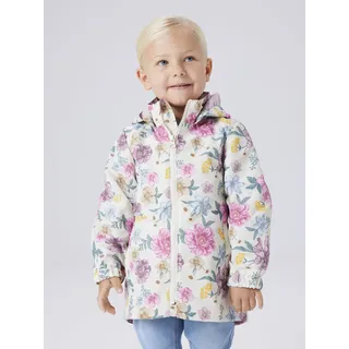 NAME IT Outdoorjacke NAME IT "NMFMAXI JACKET LI AOP NOOS", Mädchen, Gr. 92, birch, Web, Obermaterial: 100% Polyester, bedruckt, Po-bedeckend, elastischer Bund, Jacken Outdoorjacke