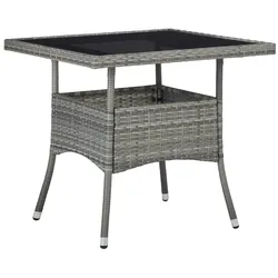 vidaXL 3-tlg. Garten-Essgruppe Grau Poly Rattan und Akazienholz