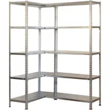 Simon Rack Eckregal aus Metall, ohne Schrauben, 10 Böden, hohe Tragkraft 80 kg, 1800 x 900 x 300 mm, Regal für Garage, Abstellraum, Büro, verzinkt