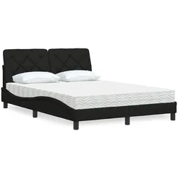 Bett mit Matratze Schwarz 140x200 cm Stoff