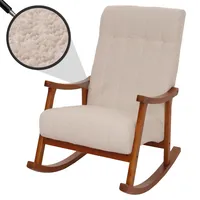 MCW Schaukelstuhl MCW-K10, Relaxsessel, Holz MVG Stoff/Textil Bouclé (450g/m2)