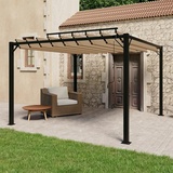 Willood Garten Pavillon Pergola mit Lamellendach 3x3 m Taupe Stoff und Aluminium