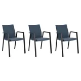 BIZZOTTO Gartenstühle 3er Set ODEON, stapelbar, Blau - Anthrazit - Textilen - Aluminiumrahmen - stapelbar - 3er Set