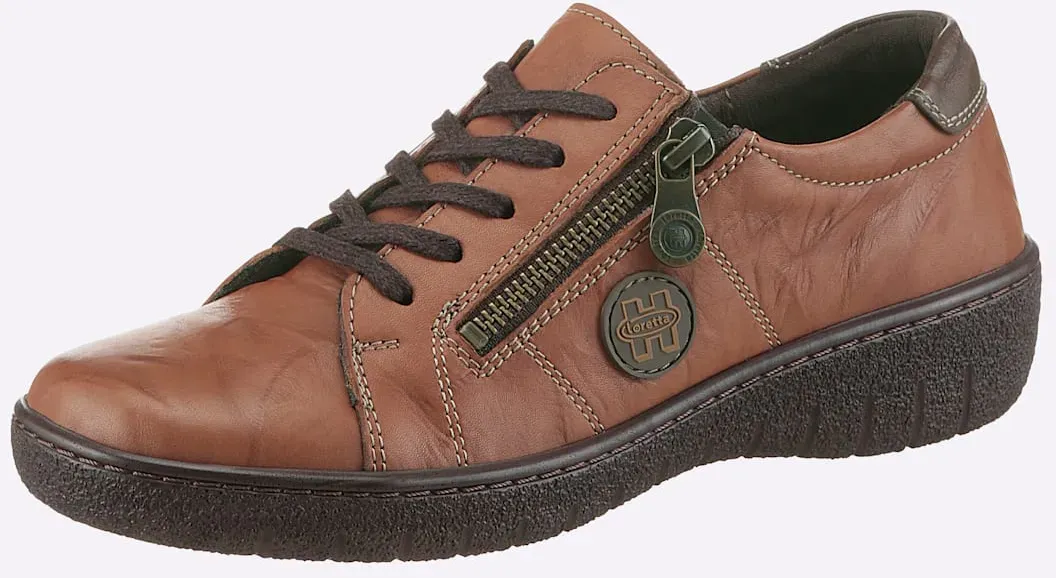 Schnürschuh LORETTA, Damen, Gr. 40, braun (cognac), Glattleder, Schuhe Schnürschuh