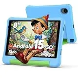 ALLDOCUBE KIDO Kinder Tablet 8 Zoll Android 15 Go, 32GB ROM + 512GB TF-Karte, Kindersicherung, iWawa, 5G WLAN, Unisoc T310, 5000mAh, 2 Lautsprecher, 3,5mm Buchse, Kinder Tablet mit Schutzhülle – Blau