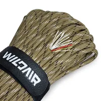 WILDAIR Survival Paracord Parachute Fire Cord Survival Ropes 4-in-1 5/32" Diameter U.S. Military Type III with Integrated Fishing Line, Fire-Starter Tinder (Desert Camo)