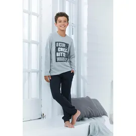 AUTHENTIC LE JOGGER Pyjama in meliert-grau-schwarz | Gr.: 146/152