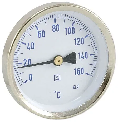 AFRISO Bimetall-Solar-Thermometer - Gehäuse Stahlblech verzinkt (Ø 63 mm), 1/2'' x 40 mm, Skala 0-160 °C, BLAU