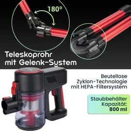 casativo-tech Casativo 2in1-Akku-Handstaubsauger rot/schwarz