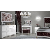 Stylefy Schlafzimmer-Set Grace Weiß Weiß Hochglanz, (Komplett Schlafzimmer, Set (3-St), Design weiß