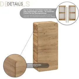 Lomadox Luton-56-Craft Hängeschrank 35 x 75 x 22 cm Wotan Eiche Metall/MDF/Spanplatte