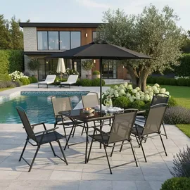 Oviala Gartenmöbel Set Tisch und 6 Klappstühle grau