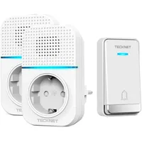 TeckNet Türklingel Batterielose, Steckdosen-Funkklingel Wasserdicht Drahtloses Funk Türklingel mit