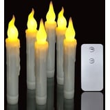 LED Stabkerzen mit Fernbedienung, PChero 6 Stück Flammenlose Flackernde Batteriebetriebene Tafelkerzen für Weihnachten Party Heimat Dekoration