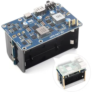 Waveshare UPS HAT (E) for Raspberry Pi 5/4B/3B+, Supports 4× 21700 Li Batt (NOT Included), Bi-Directional Fast Charging, 5V 6A Output, Pogo Pins Connector