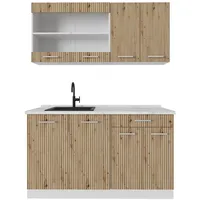 Vicco R-Line Singleküche Artisan Eiche/Weiß 140 cm ohne Arbeitsplatte