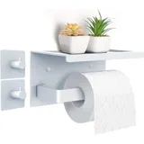 Famanu Toilettenpapierhalter ohne Bohren - Aluminium mit 17 cm Ablage