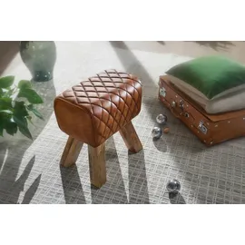 FineBuy Sitzhocker Echtleder 40 x 48 x 27 cm Braun