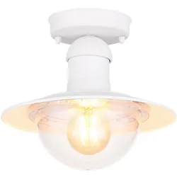Deckenleuchte weiß Außenlampe Balkonleuchte Deckenlampe Außenbereich, Metall, 1x E27 Fassung, DxH 23,6x21,5 cm