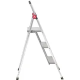 TOOLCRAFT TO-10104639 Aluminiumlegierung Doppel-Stufentritt klappbar, Montage ohne Werkzeug Silber EN 14183 3.9 kg