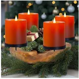 HOMECALL Adventsleuchter Adventskranz Weihnachtsdeko Teakholzschale Mit 4 Stabile Kerzenhaltern ( Ca. Ø 20-25 Cm Natürlichen Und Eleganz ) , Dekoschale, Wurzelholzschale, Obstschale, Holz Schlüsselsch