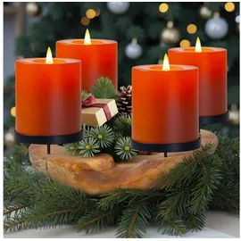HOMECALL Adventsleuchter Adventskranz Weihnachtsdeko Teakholzschale Mit 4 Stabile Kerzenhaltern ( Ca. Ø 20-25 Cm Natürlichen Und Eleganz ) , Dekoschale, Wurzelholzschale, Obstschale, Holz Schlüsselsch