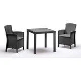 BICA Diningset 3 tlg. Lido, 2 Sessel inkl Sitzkissen und Tisch Dallas, Graphite - wetterfest
