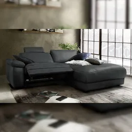 KAWOLA Sofa LOLA Ecksofa schwarz mit motorischer Relaxfunktion Recamiere rechts