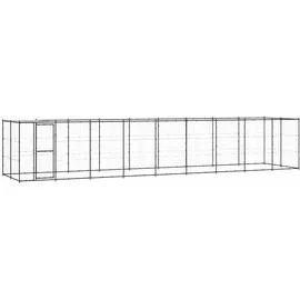 vidaXL Outdoor-Hundezwinger mit Überdachung 21,78 m2 Stahl Schwarz