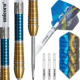 Unicorn Dartpfeile Set Duo Phase 6 | Gary 'The Flying Scotsman' Anderson | 90% Tungsten Barrels mit zweifarbigen blauen & goldenen Titanbeschichtungen | Langlebige Ultrafly Flights | Steel Tip Volute