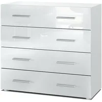 Vladon Kommode, Weiß Hochglanz, Holzwerkstoff, 76x72x35 cm, Wohnzimmer, Kommoden