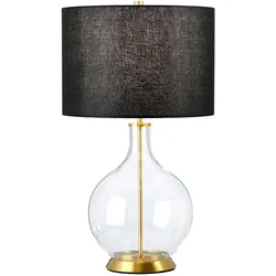 Orb 1-flammige Tischlampe (komplett mit schwarzem Schirm) – gealtertes Messing mit schwarzem Schirm