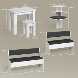 livinity® Eckbankgruppe, Weiß 180 x 150 cm mit Tisch