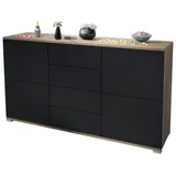 Vladon Rova V1 138,5 x 75,5 x 35 cm Eiche Evoke / Schwarz matt
