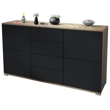 Vladon Rova V1 138,5 x 75,5 x 35 cm Eiche Evoke / Schwarz matt