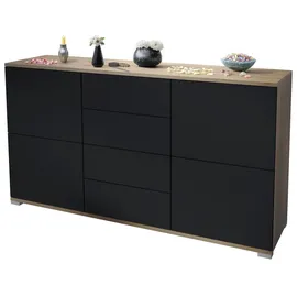 Vladon Rova V1 138,5 x 75,5 x 35 cm Eiche Evoke / Schwarz matt