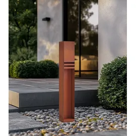 LUCANDE Außenleuchte Metall 80 cm 1-flammig spritzwassergeschützt braun