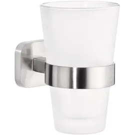 Tesa Zahnputzbecher Milchglas/Verchromt Weiß