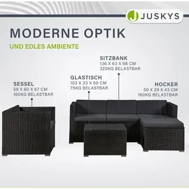 Juskys Punta Cana L Polyrattan Lounge schwarz/dunkelgrau