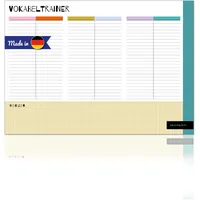 Vokabeltrainer Schreibtischunterlage DIN A2 (59,4 x 42 cm) | Lernblock für Vokabeln mit 3 Training Spalten pro Blatt | 25 Blatt 90 g/m2 Papier | Für Grundschule, weiterführende Schulen & Studium