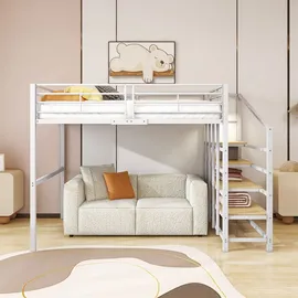 XDOVET Hochbett 140 x 200 cm Metall weiß